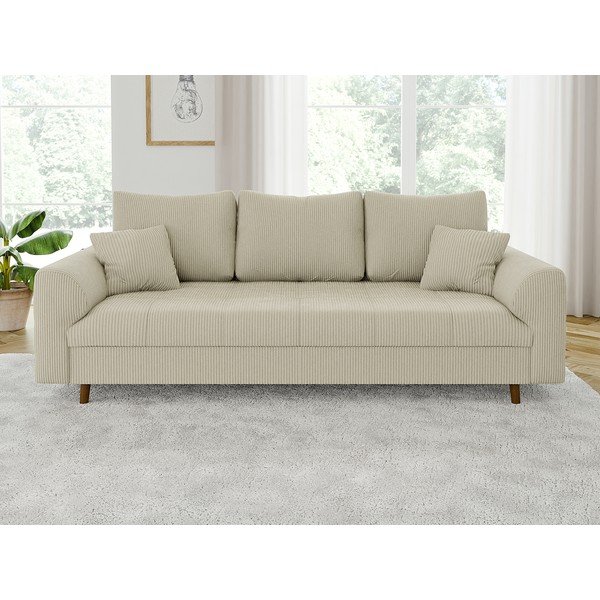 Bēšs velveta dīvāns 210 cm Ariella – Ropez-image-1