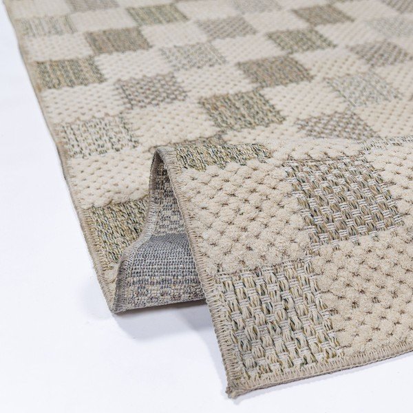 Zaļš mazgājams celiņa paklājs no kokvilnas maisījuma 80x230 cm Muted Checkerboard – Flair Rugs-image-3