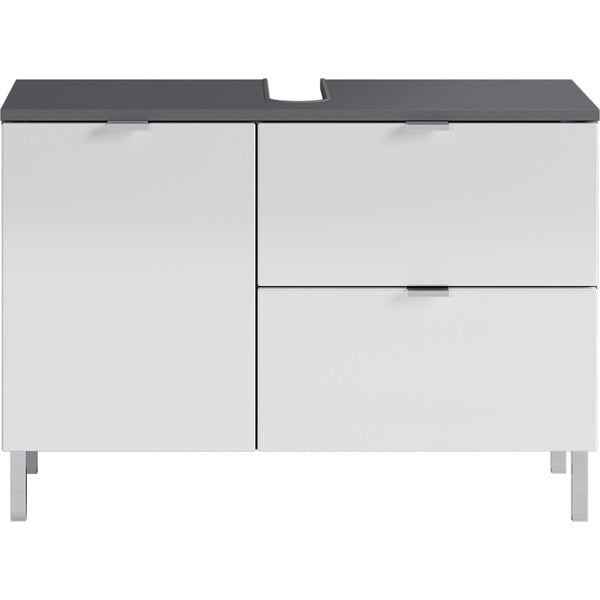 Balts ar pelēku skapītis zem izlietnes Germania Mauresa, platums 80 cm-image-2