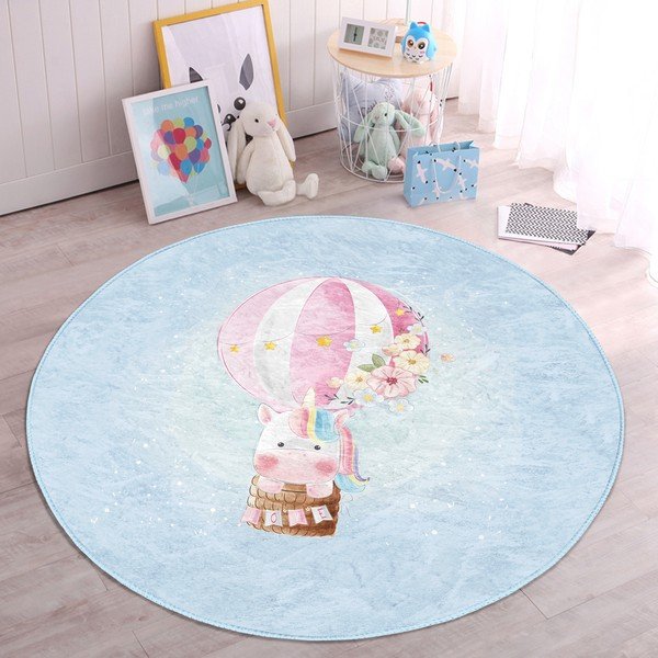 Gaiši zils bērnu paklājs ø 100 cm Comfort – Mila Home-image-2