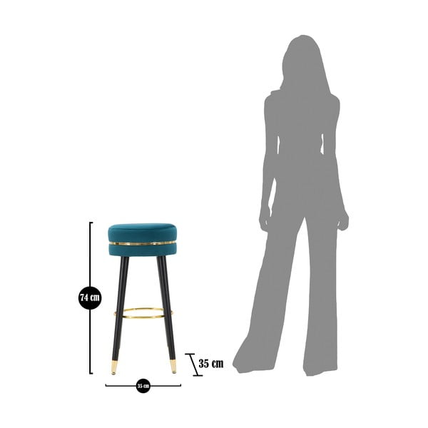 Tirkīzzila polsterēta bāra taburete (sēdekļa augstums 74 cm) Paris – Mauro Ferretti-image-3