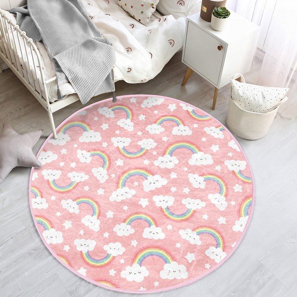 Rozā bērnu paklājs ø 80 cm Comfort – Mila Home-image-1