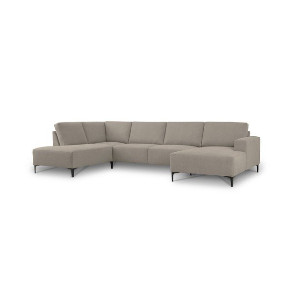 Gaiši brūns stūra dīvāns no šenila auduma (ar kreiso stūri/U veida) Fabian – Scandic-image-2