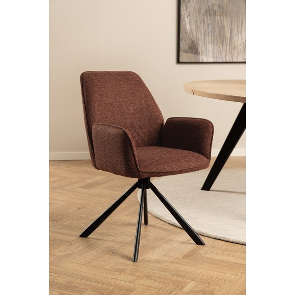 Ķieģeļu sarkani polsterēti ēdamistabas krēsli ar roku balstiem (2 gab.) Glenda – Actona-image-1