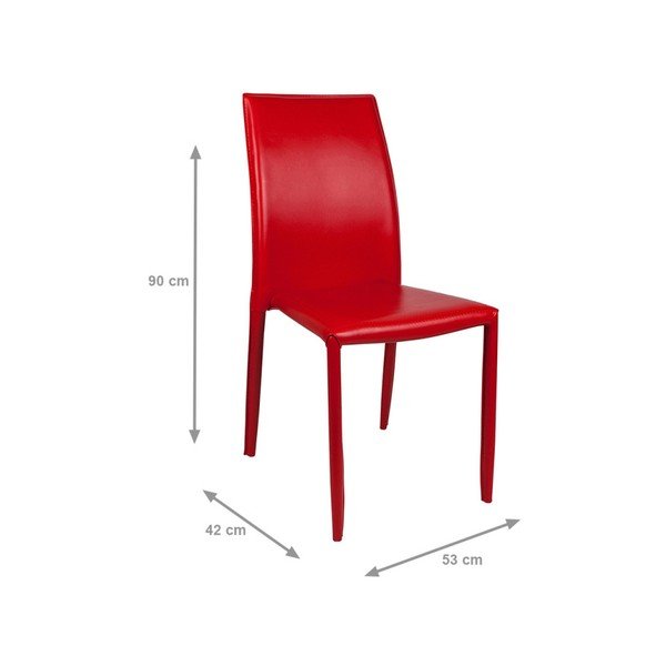Sarkans ēdamistabas krēsls ar eko ādas pārvalku Evergreen House Faux-image-3