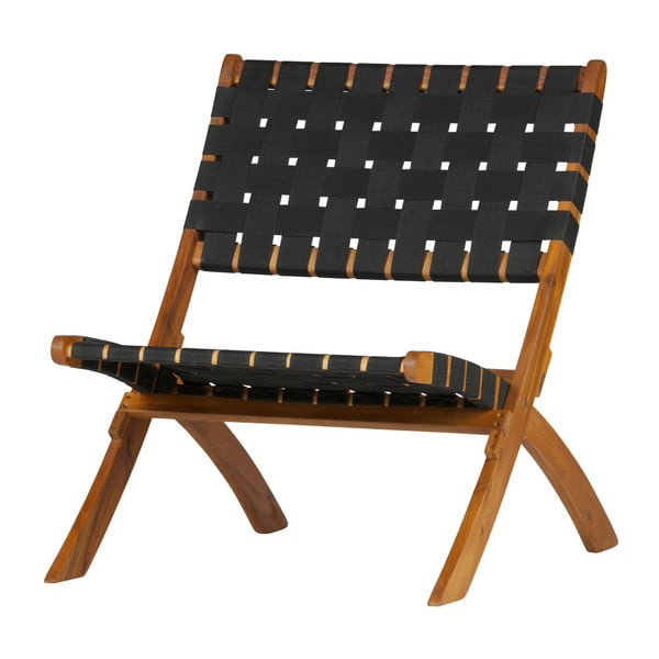 Melns krēsls ar akācijas koka struktūru WOOOD Lois