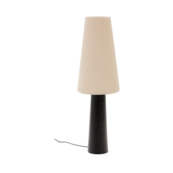 Melna/krēmkrāsas stāvlampa ar auduma abažūru (augstums 129 cm) Senni – Kave Home