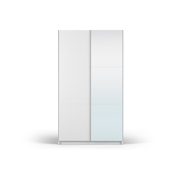 Balts drēbju skapis ar spoguli un bīdāmām durvīm 122x215 cm Lisburn – Cosmopolitan Design