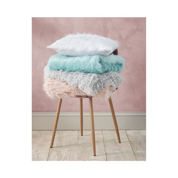 Balts mākslīgās kažokādas pārvalks Catherine Lansfield Metallic Fur, 45 x 45 cm-image-3