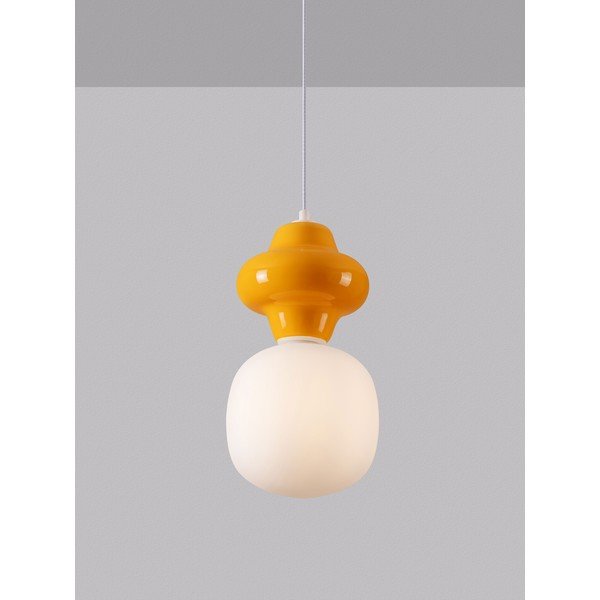 Balta/oranža keramikas piekaramā lampa ar stikla abažūru ø 18 cm Clio – Nova Luce-image-2