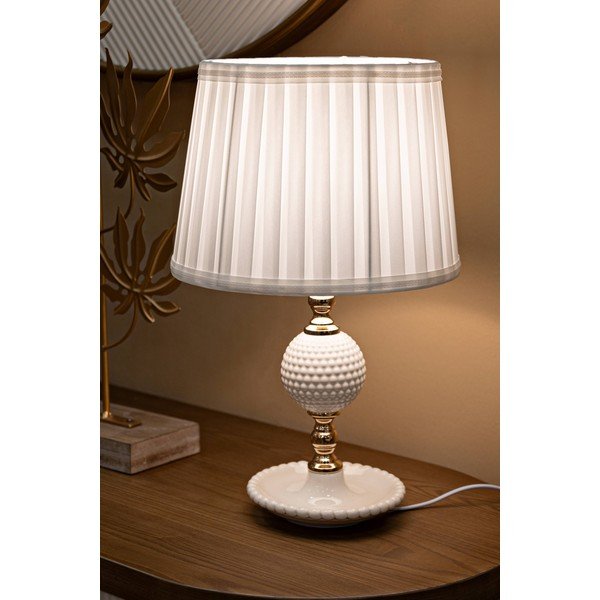 Balta galda lampa ar auduma abažūru (augstums 40 cm) Napoli – Mauro Ferretti-image-1