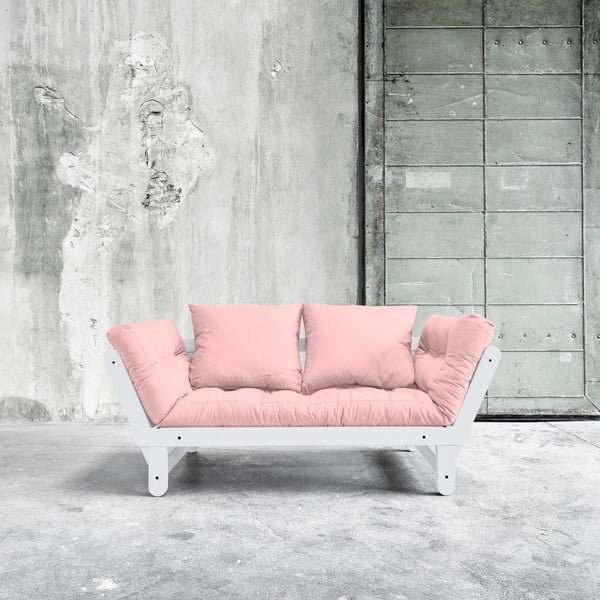 Dīvāns gulta Karup Beat White/Pink Peonie