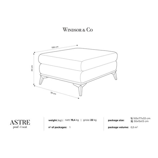 Tumši pelēks samta kāju soliņš Windsor & Co Sofas Astre-image-4