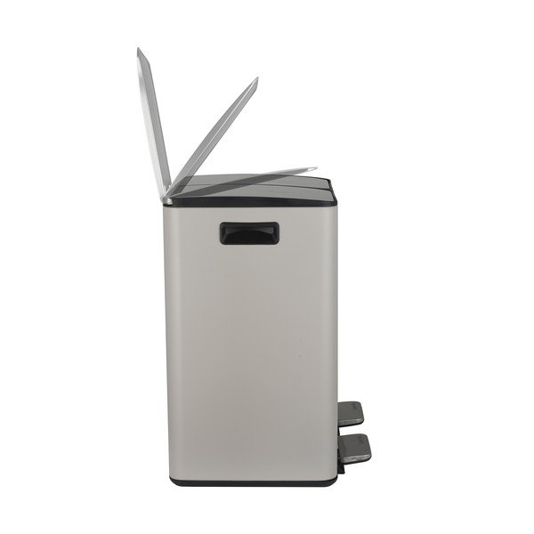 Pelēkbrūna atkritumu šķirošanas tērauda atkritumu tvertne ar pedāli 2x20 l   Aliya – Spirella-image-4