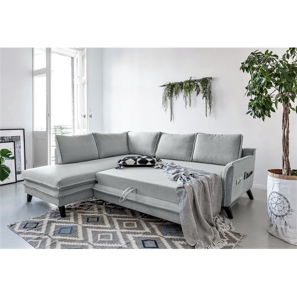 Gaiši pelēks izlaižams stūra dīvāns Miuform Charming Charlie L, kreisais stūris-image-3