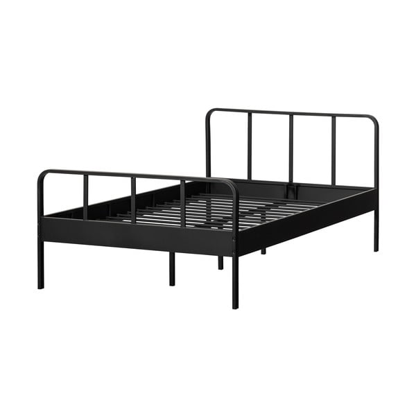 Melna metāla vienvietīga gulta ar režģi 120x200 cm Mees – WOOOD