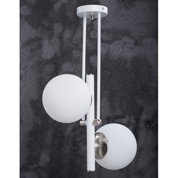 Balta/sudraba krāsas piekaramā lampa ar stikla abažūru ø 15 cm Libra – Squid Lighting-image-3