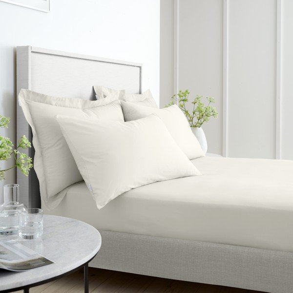 Krēmkrāsas palags no kokvilnas perkala ar gumiju 90x190 cm Cotton Percale – Bianca-image-2