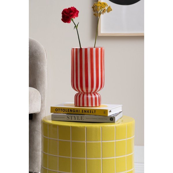 Sarkana stikla vāze (augstums 26 cm) Rayado Retro – PT LIVING-image-1