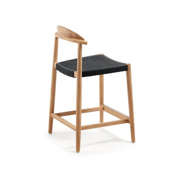 Melns/dabīga toņa masīvkoka dārza bāra krēsls Nina – Kave Home-image-2