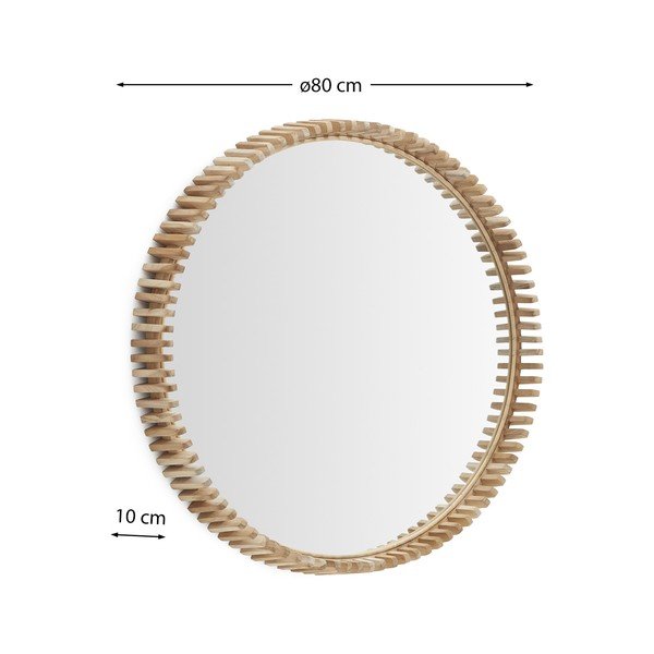Sienas spogulis ar masīvkoka rāmi ø 80 cm Polke – Kave Home-image-4