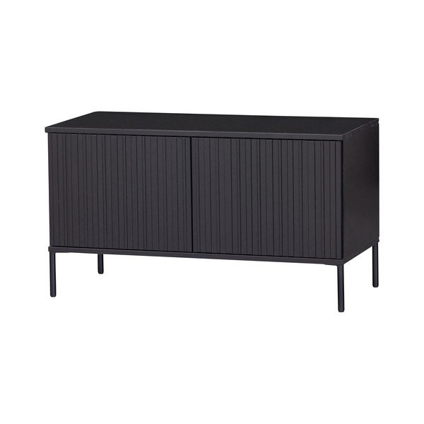 Melns priedes masīvkoka TV galdiņš 100x56x44 cm Gravure – WOOOD-image-2