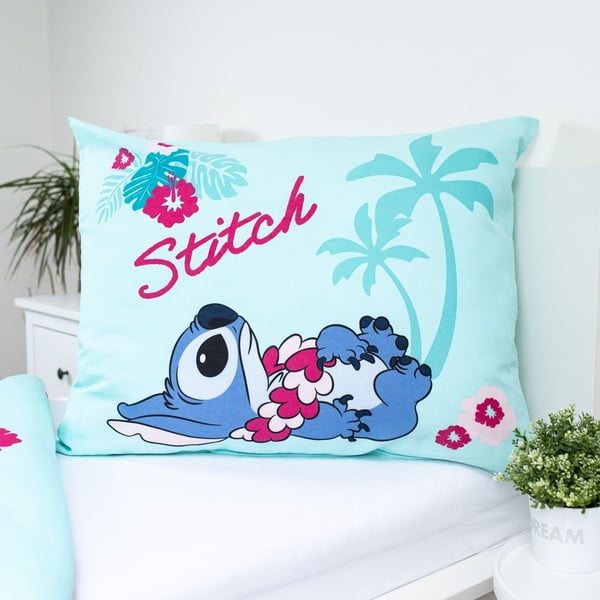 Zila vienguļamā kokvilnas bērnu gultas veļa 140x200 cm Lilo a Stitch "Hawaii"  – Jerry Fabrics-image-3