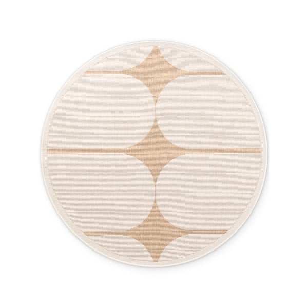 Bēšs/ziloņkaula krāsas apaļš iekštelpu un āra paklājs ø 160 cm Duet Bowen – NORTHRUGS