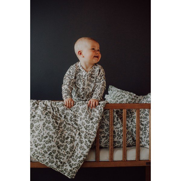 Zaļš/krēmkrāsas bērnu gultiņas komplekts Green Floral – Malomi Kids-image-4
