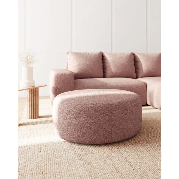 Gaiši rozā pufs no buklē auduma Feiro – MESONICA-image-2