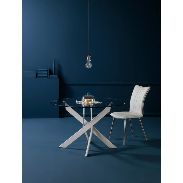 Apaļš ēdamgalds ar stikla galda virsmu 120x120 cm Ruth – Marckeric-image-1