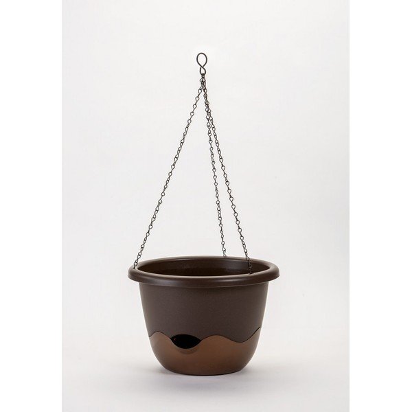 Pelēkbrūns pašapūdeņojošs puķu pods, piemērots iekāršanai Plastia Mareta, 25 cm garš-image-1