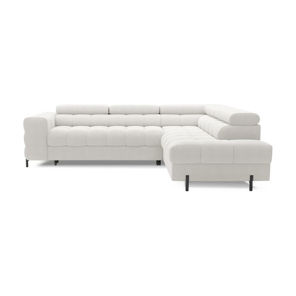 Krēmkrāsas salokāms/ar uzglabāšanas vietu stūra dīvāns no buklē auduma (ar labo stūri/L veida) Ferucce – ELTAP-image-2