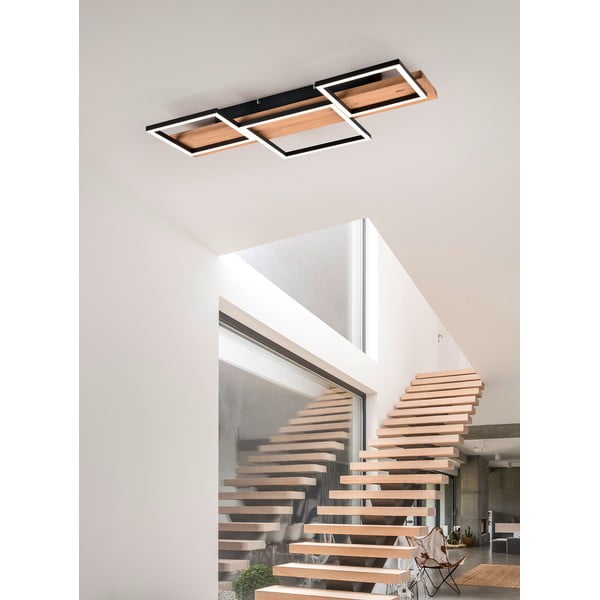 Melna/dabīga toņa LED griestu lampa ar regulējamu spilgtumu 34x65 cm Harper – Trio-image-1