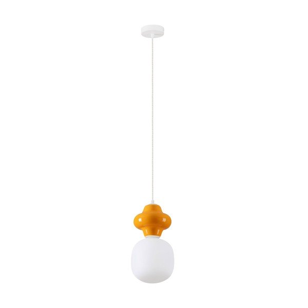 Balta/oranža keramikas piekaramā lampa ar stikla abažūru ø 18 cm Clio – Nova Luce