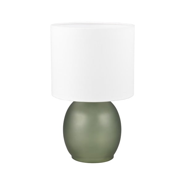 Balta/zaļa galda lampa ar auduma abažūru (augstums 29 cm) Vela – Trio