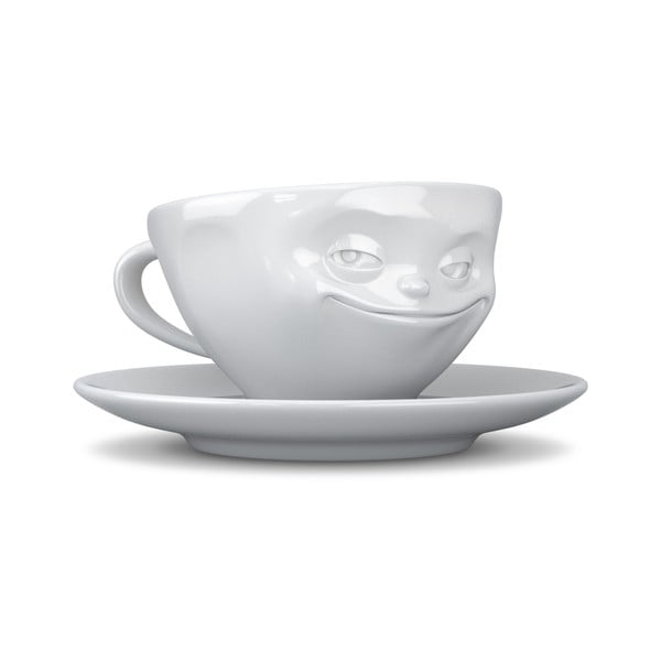 Balta porcelāna kafijas tase ar smaidīgu seju 58products, tilpums 200 ml