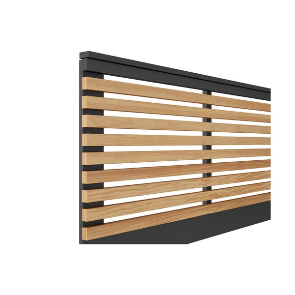 Melns/dabīga toņa priedes masīvkoka gultas galvgalis 163x100 cm Lavis – Marckeric-image-4