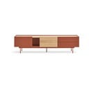 Ķieģeļu sarkans/dabīga toņa TV galdiņš ar ozolkoka imitāciju 180x45 cm Otto – Teulat