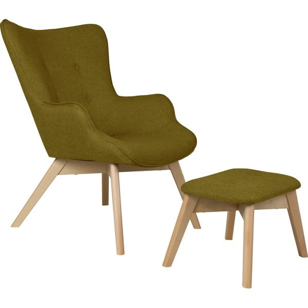 Zaļš atpūtas krēsls ar kāju balstu Niko – Ropez