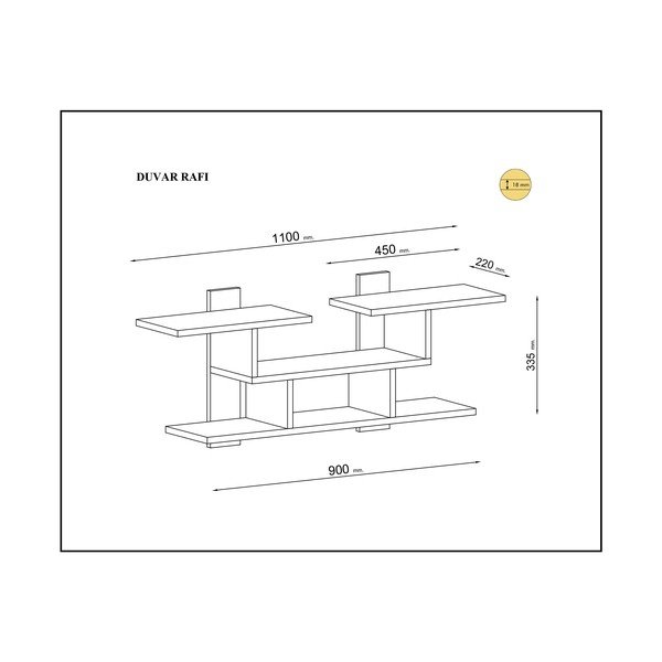 Balts/dabīga toņa divstāvu plaukts ar priedes koka imitāciju Mint – Gauge Concept-image-2