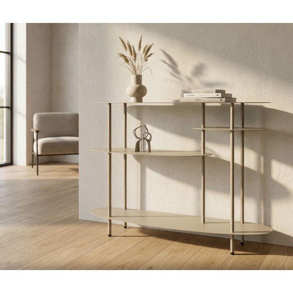 Pelēkbēšs metāla konsoles galds 34x118 cm Saturn – Mauro Ferretti-image-1