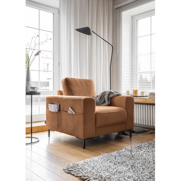 Oranžs/brūns velveta atpūtas krēsls Lofty Lilly – Miuform-image-2