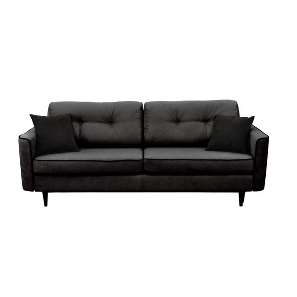 Melns trīsvietīgs izlaižams dīvāns ar melnām kājām Mazzini Sofas Magnolia