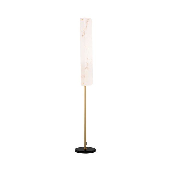 Krēmkrāsas/misiņa krāsas LED stāvlampa ar marmora imitāciju (augstums 160 cm) Aider – Nova Luce
