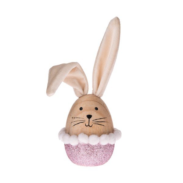 Bēšs un rozā Lieldienu koka dekors Dakls Bunny