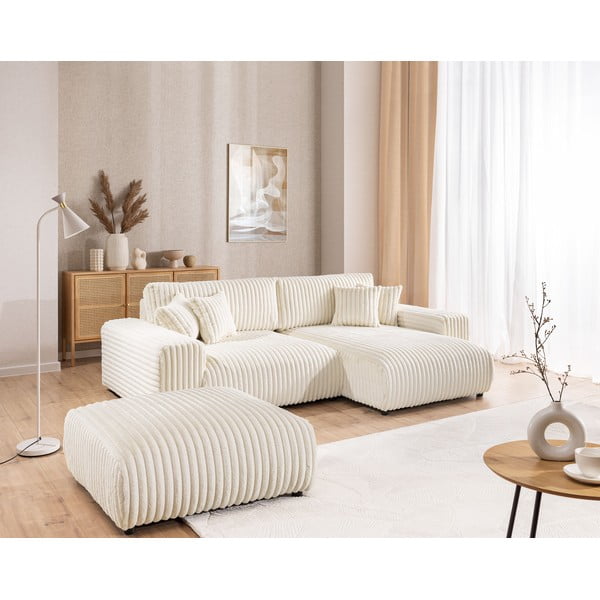 Krēmkrāsas velveta kāju soliņš Justin – Ropez-image-3