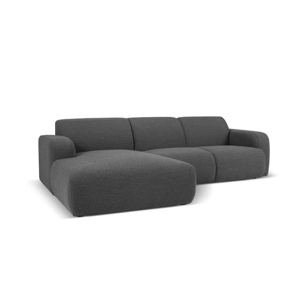 Tumši pelēks stūra dīvāns no buklē auduma (ar kreiso stūri) Molino – Micadoni Home-image-2