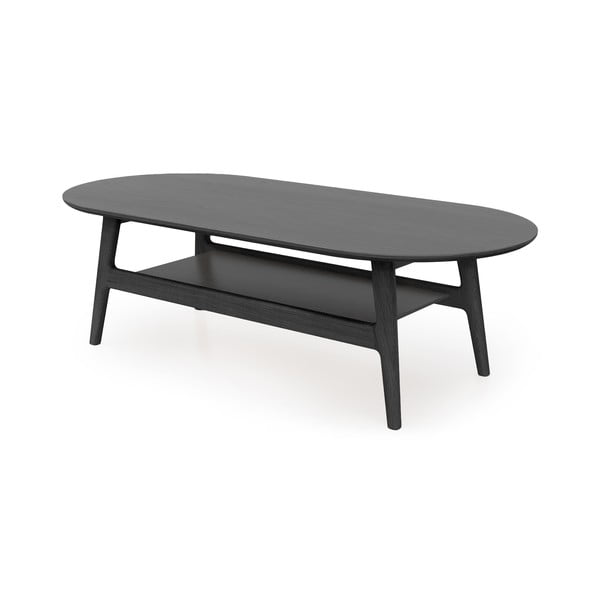 Melns žurnālgaldiņš ar ozolkoka imitāciju 60x130 cm Curved – Woodman-image-2