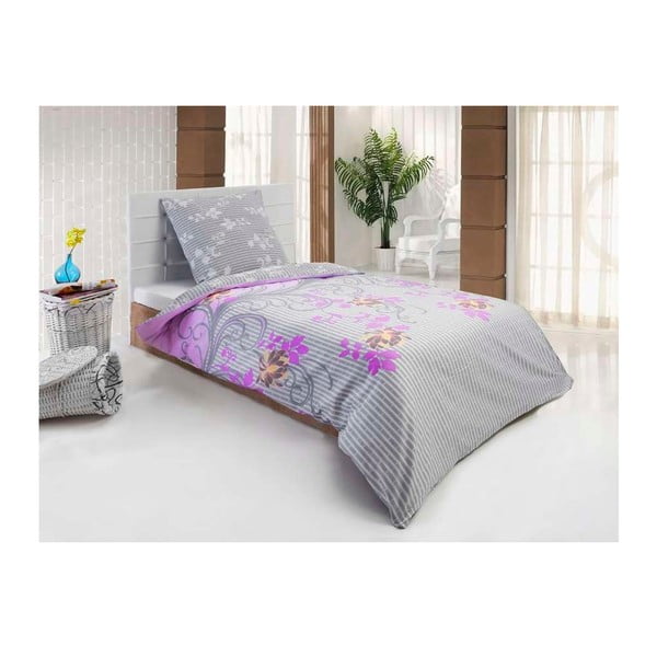Satīna gultasveļa ar spilvenu Hayat Pink, vienvietīga gulta, 135x200 cm